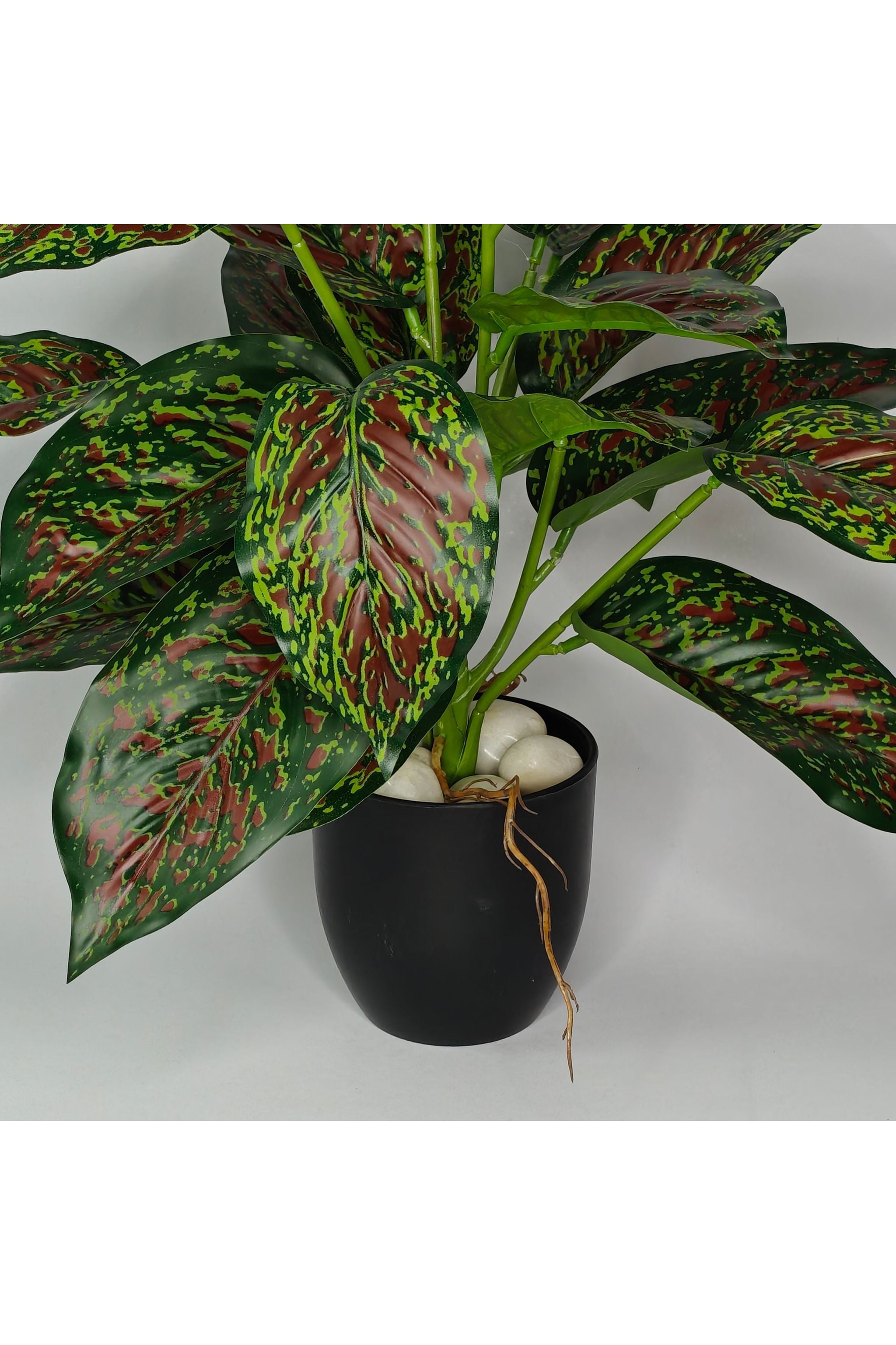 Artificial Aglaonema Plant - 37cm with basic black pot