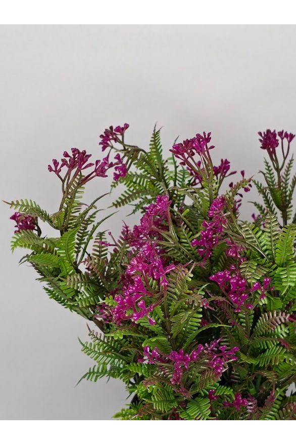 Artificial Green Plant with Purple Flower - 25cm with pot