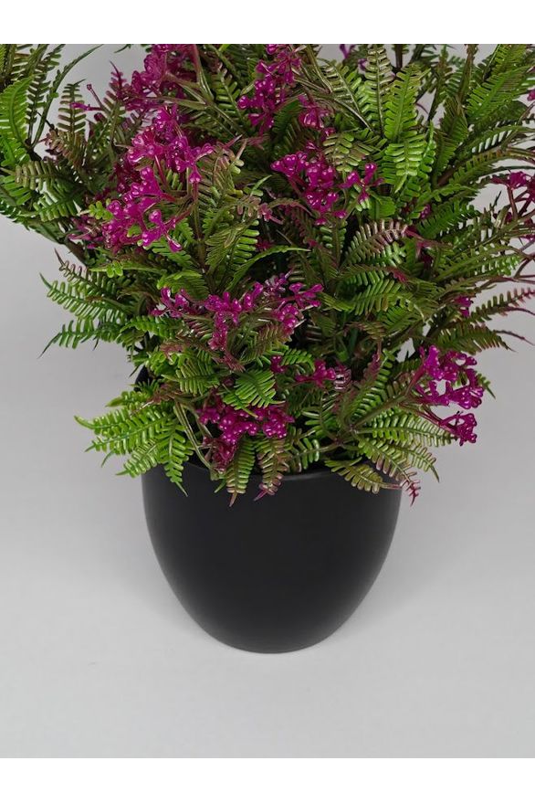 Artificial Green Plant with Purple Flower - 25cm with pot