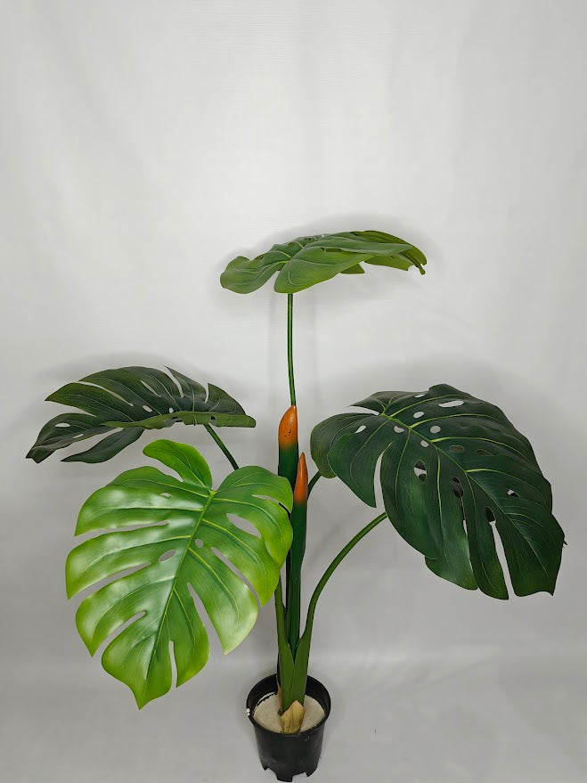 Artificial Monstera Plant - 100cm with basic black pot