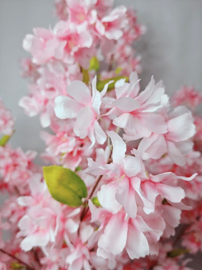 Artificial Pink Cherry Blossom Plant - 120cm with basic black pot