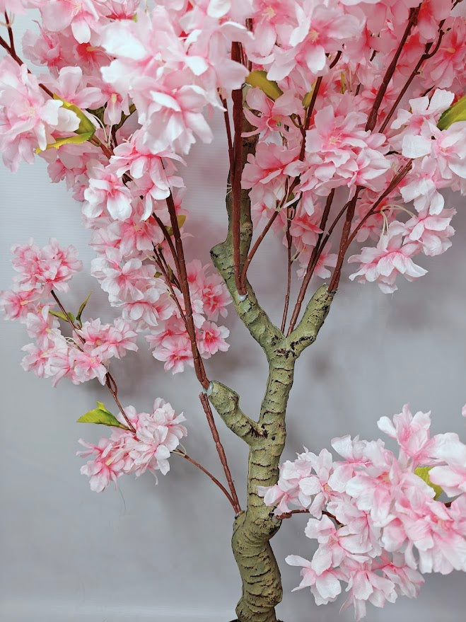 Artificial Pink Cherry Blossom Plant - 120cm with basic black pot