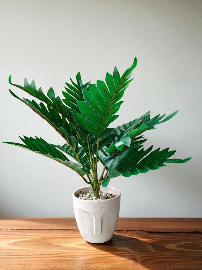 Artificial Small Table Top palm plant in face planter - 30cm with pot